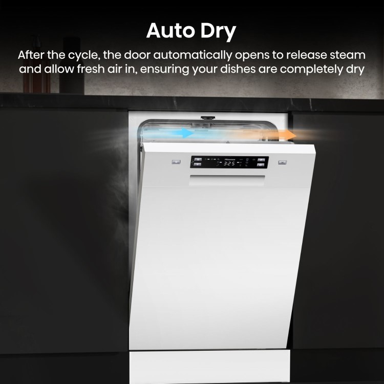 Hisense Freestanding Slimline Dishwasher - Auto Dry C-Rated White