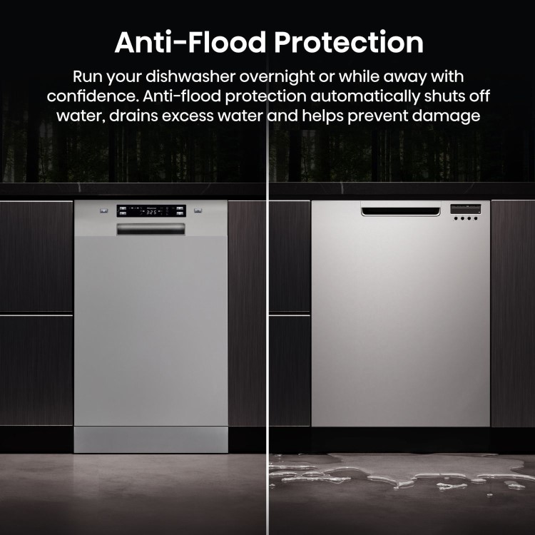 Hisense Freestanding Slimline Dishwasher - Auto Dry C-Rated Silver