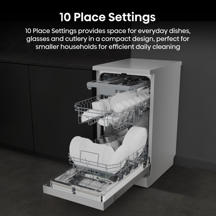 Hisense Freestanding Slimline Dishwasher - Auto Dry C-Rated Silver