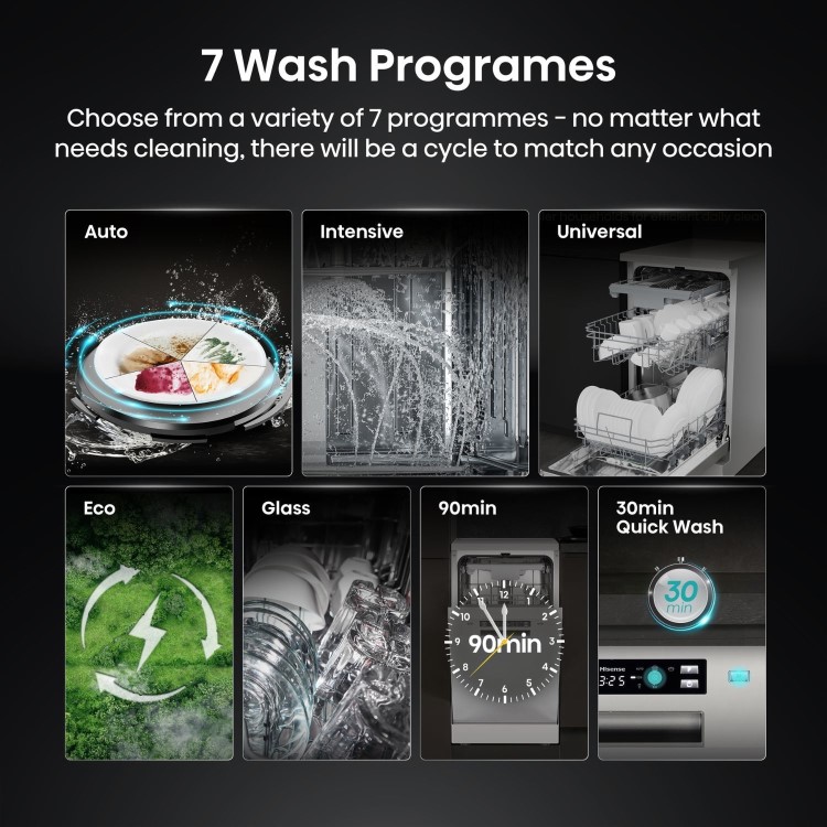 Hisense Freestanding Slimline Dishwasher - Auto Dry C-Rated Silver