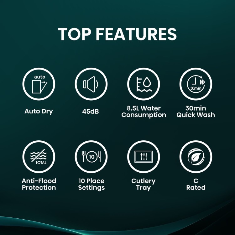 Hisense Freestanding Slimline Dishwasher - Auto Dry C-Rated Silver