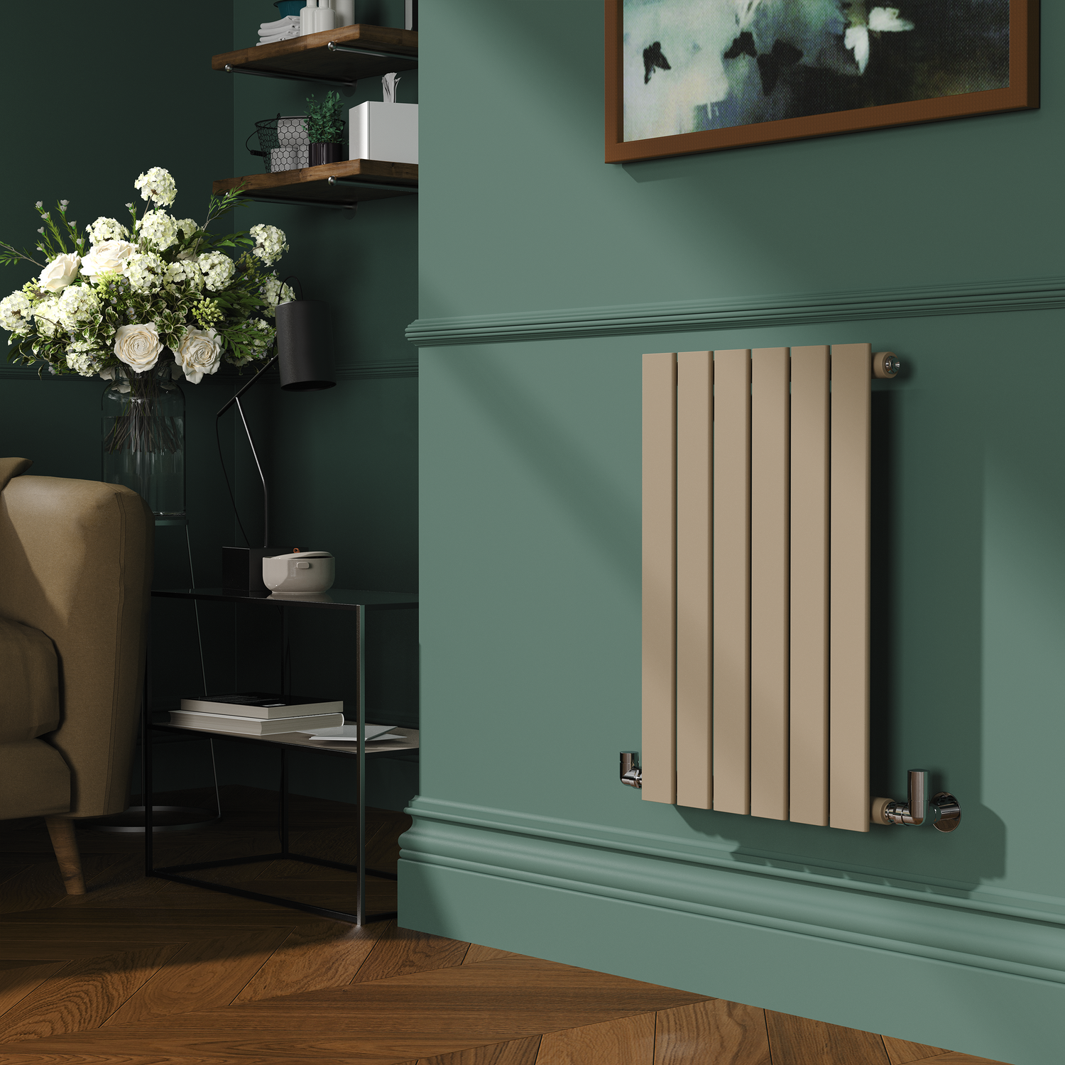 Greige Radiator Riace Beige grey Horizontal Flat Designer Radiator 600x408mm Single ...