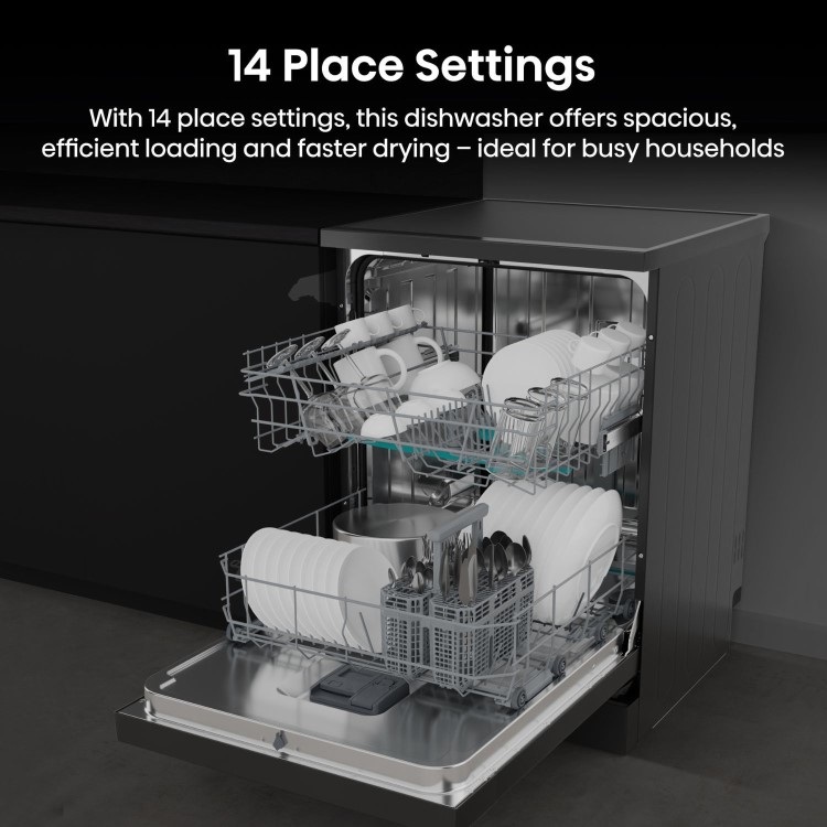 Hisense Hi4 Freestanding Dishwasher - Auto dry B-Rated Black