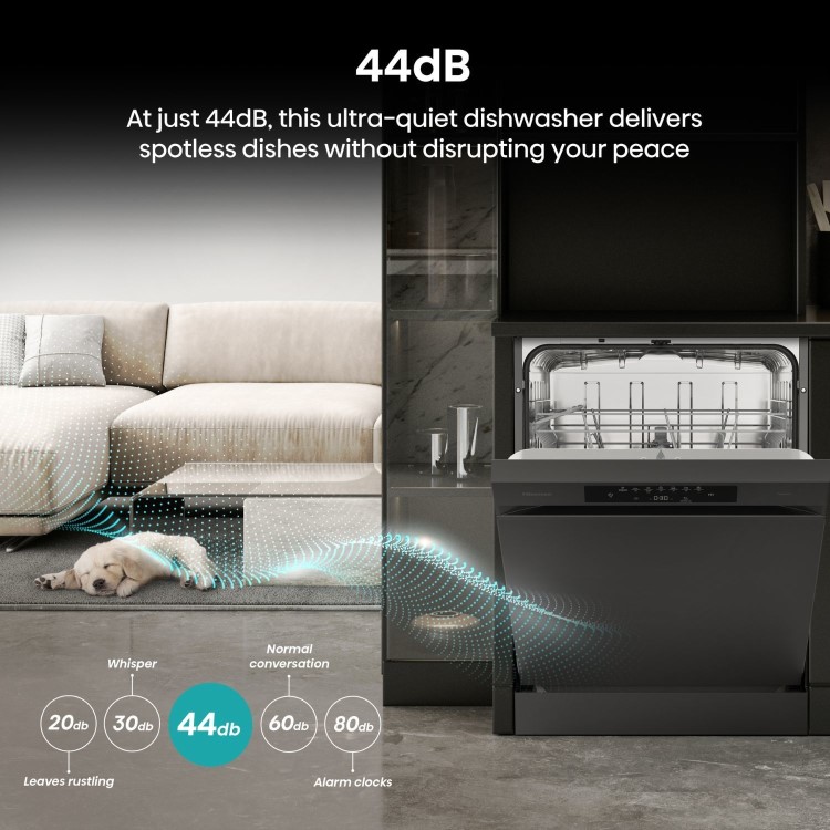 Hisense Hi4 Freestanding Dishwasher - Auto dry B-Rated Black