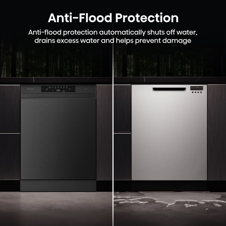 Hisense Hi4 Freestanding Dishwasher - Auto dry B-Rated Black