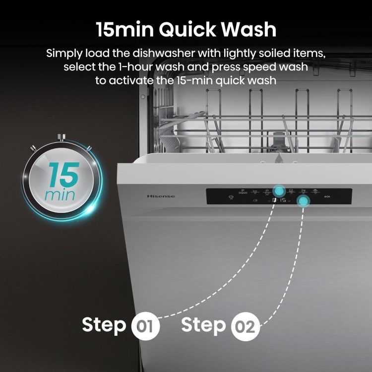 Hisense Hi4 Freestanding Dishwasher - Auto dry B-Rated Silver