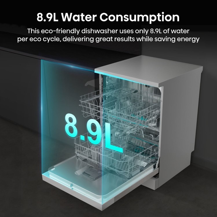 Hisense Hi4 Freestanding Dishwasher - Auto dry B-Rated Silver