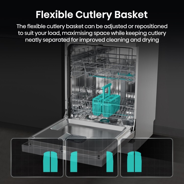 Hisense Hi4 Freestanding Dishwasher - Auto dry B-Rated Silver