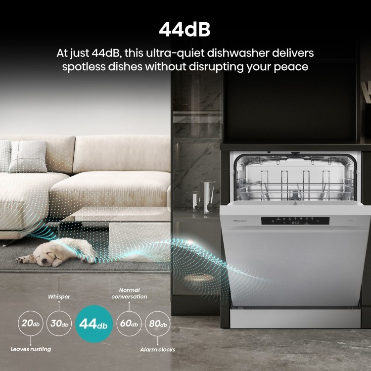 Hisense Hi4 Freestanding Dishwasher - Auto dry B-Rated Silver