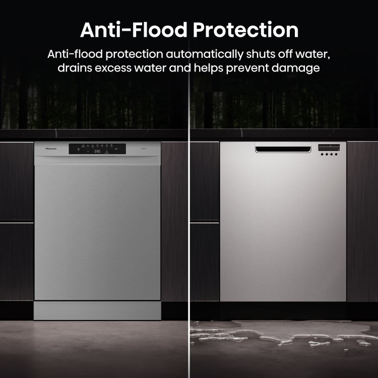 Hisense Hi4 Freestanding Dishwasher - Auto dry B-Rated Silver