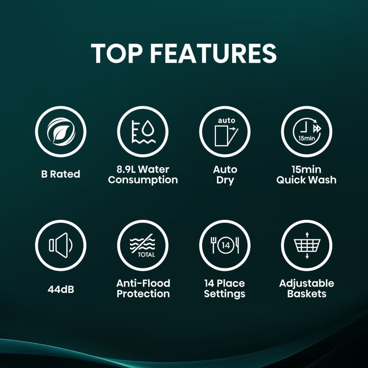 Hisense Hi4 Freestanding Dishwasher - Auto dry B-Rated Silver