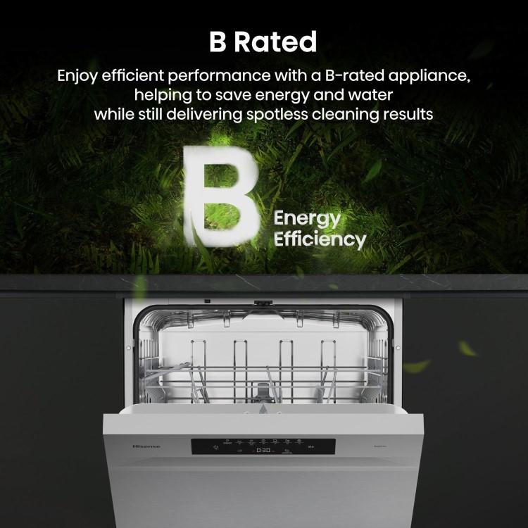 Hisense Hi4 Freestanding Dishwasher - Auto dry B-Rated Silver
