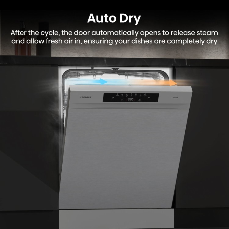 Hisense Hi4 Freestanding Dishwasher - Auto dry B-Rated Silver