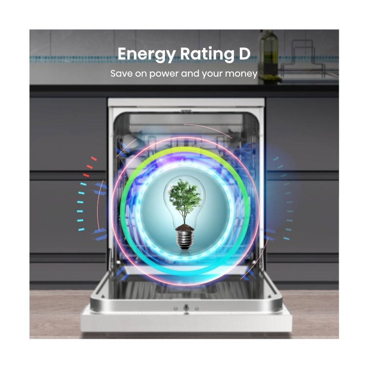 Hisense Hi4 Freestanding Dishwasher - Self-Clean D-Rated White