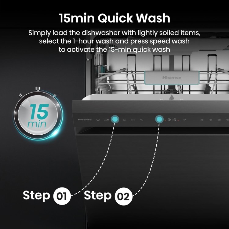 Hisense Hi6 Freestanding Dishwasher - WiFi-enabled A-Rated Black