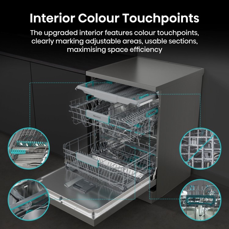 Hisense Freestanding Dishwasher - WiFi-enabled A-Rated Silver