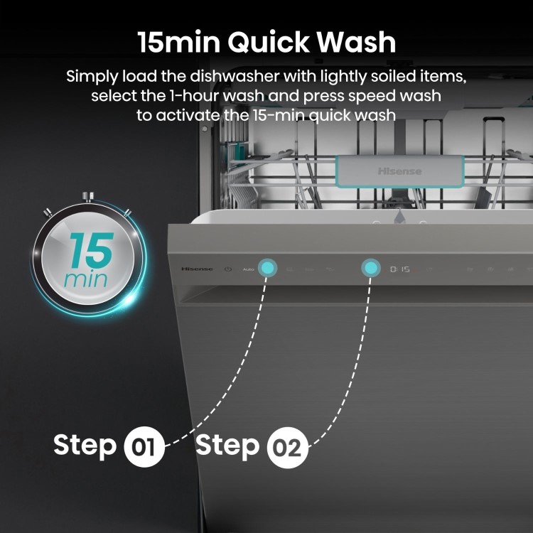 Hisense Freestanding Dishwasher - WiFi-enabled A-Rated Silver