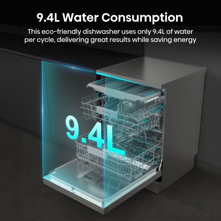 Hisense Freestanding Dishwasher - WiFi-enabled A-Rated Silver