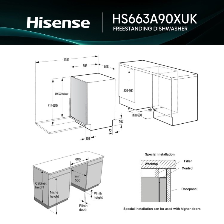 Hisense Freestanding Dishwasher - WiFi-enabled A-Rated Silver