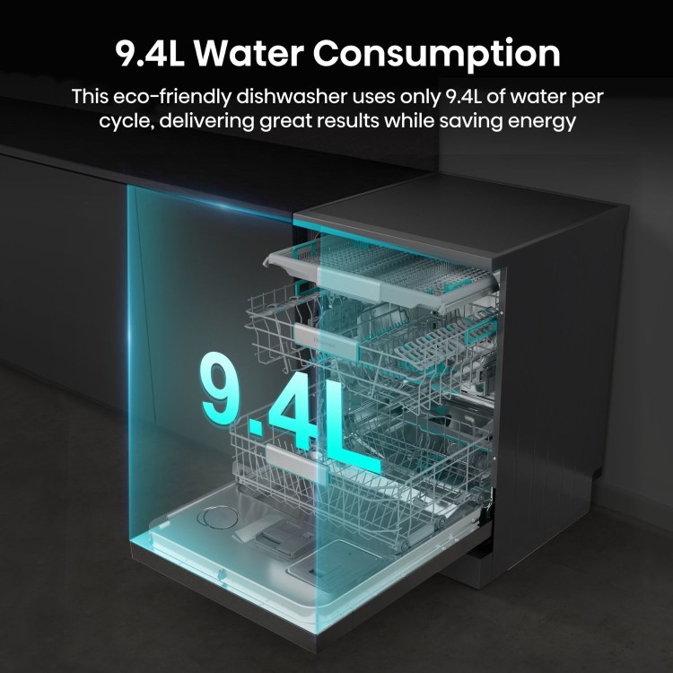 Hisense Hi9 Freestanding Dishwasher - Smart Wi-Fi A-Rated - Graphite