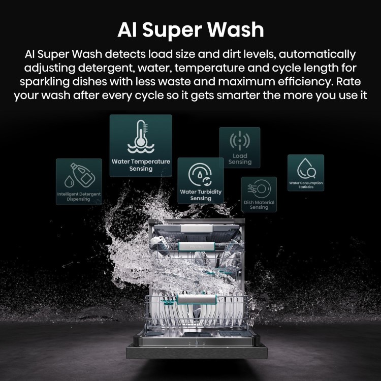 Hisense Hi9 Freestanding Dishwasher - Smart Wi-Fi A-Rated - Graphite