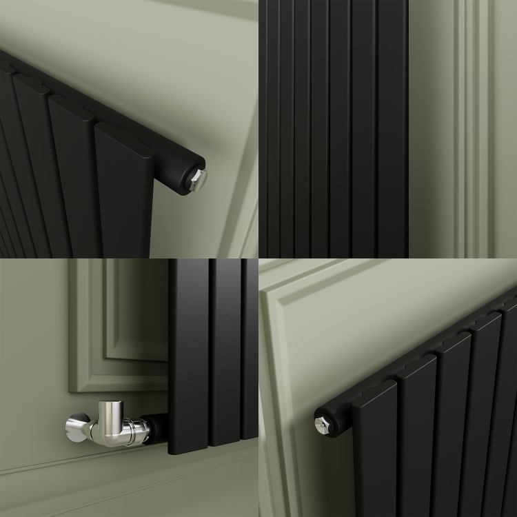 Riace Midnight Black Horizontal Flat Designer Radiator 800x612mm Single Panel 1430 BTU