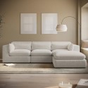 HSN001 Large Beige Boucle Reversible 4 Seater Chaise Corner Sofa - Hudson