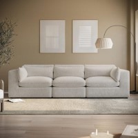 Beige Boucle 4 Seater Sofa - Hudson