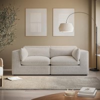 Beige Boucle 3 Seater Sofa - Hudson