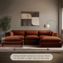 Large Burnt Orange Velvet Reversible 4 Seater Chaise Corner Sofa - Hudson