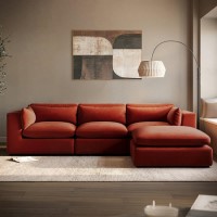 Large Burnt Orange Velvet Reversible 4-Seater Chaise Corner Sofa - Hudson Large Burnt Orange Velvet Reversible 4-Seater Chaise Corner Sofa - Hudson