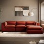 Large Burnt Orange Velvet Reversible 4-Seater Chaise Corner Sofa - Hudson