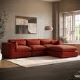 Large Burnt Orange Velvet Reversible 4-Seater Corner Sofa - Hudson