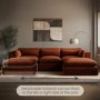 Large Burnt Orange Velvet Reversible 4 Seater Chaise Corner Sofa - Hudson