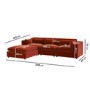 Large Burnt Orange Velvet Reversible 4-Seater Chaise Corner Sofa - Hudson