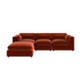 Large Burnt Orange Velvet Reversible 4-Seater Chaise Corner Sofa - Hudson