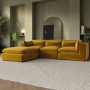 Large Mustard Velvet Reversible 4 Seater Chaise Corner Sofa - Hudson