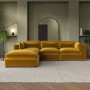 Large Mustard Velvet Reversible 4 Seater Chaise Corner Sofa - Hudson