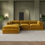 Large Mustard Velvet Reversible 4 Seater Chaise Corner Sofa - Hudson