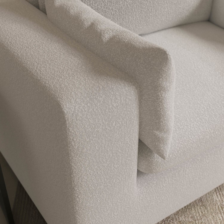 Chaise Corner Sofa and Love Seat Set in Beige Boucle - Hudson