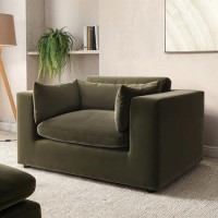 ALMOST PERFECT - Hudson Khaki Green Velvet Cuddle Chair