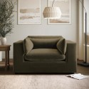 HSN008 Khaki Green Velvet Cuddle Chair - Hudson