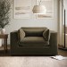 Khaki Green Velvet Cuddle Chair - Hudson