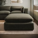 HSN009 Khaki Green Velvet Footstool - Hudson