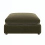Khaki Green Velvet Footstool - Hudson