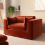 ONLY OPENED - Hudson Orange Velvet Cuddle Chair