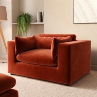 ONLY OPENED - Hudson Orange Velvet Cuddle Chair