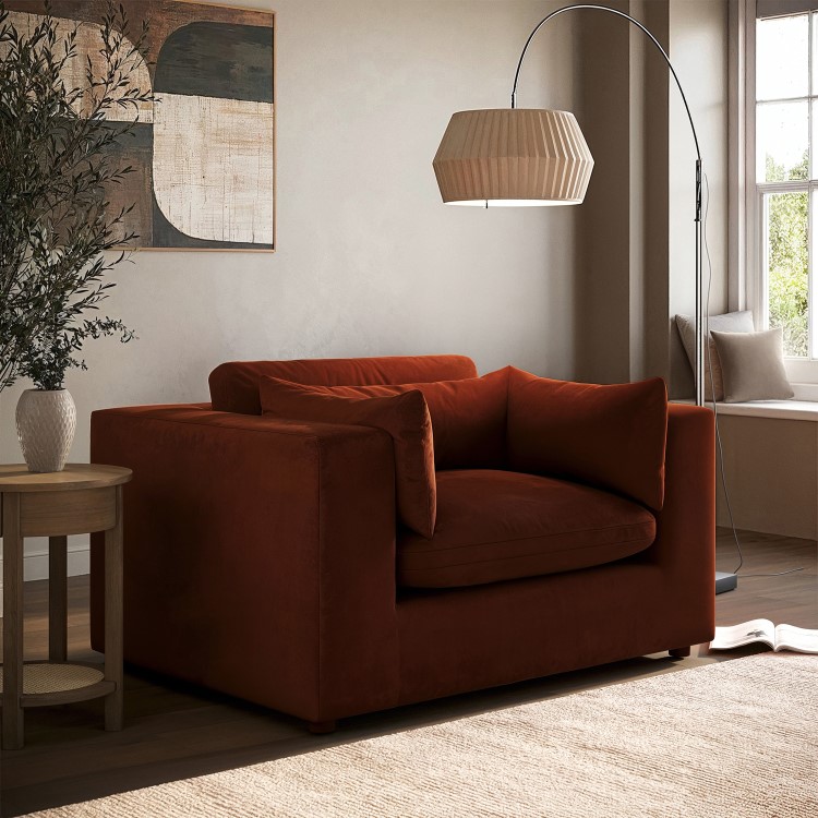 Burnt Orange Velvet Cuddle Chair - Hudson