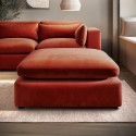 HSN011 Burnt Orange Velvet Footstool - Hudson