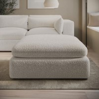 Beige Boucle Footstool - Hudson  Beige Boucle Footstool - Hudson